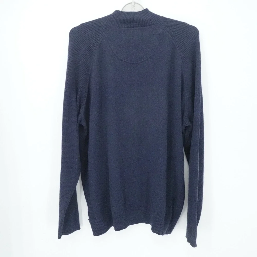 Woolrich Sweater Mens XL Navy Full Zip Cotton Blend Ribbed Outdoor Warm Heritage